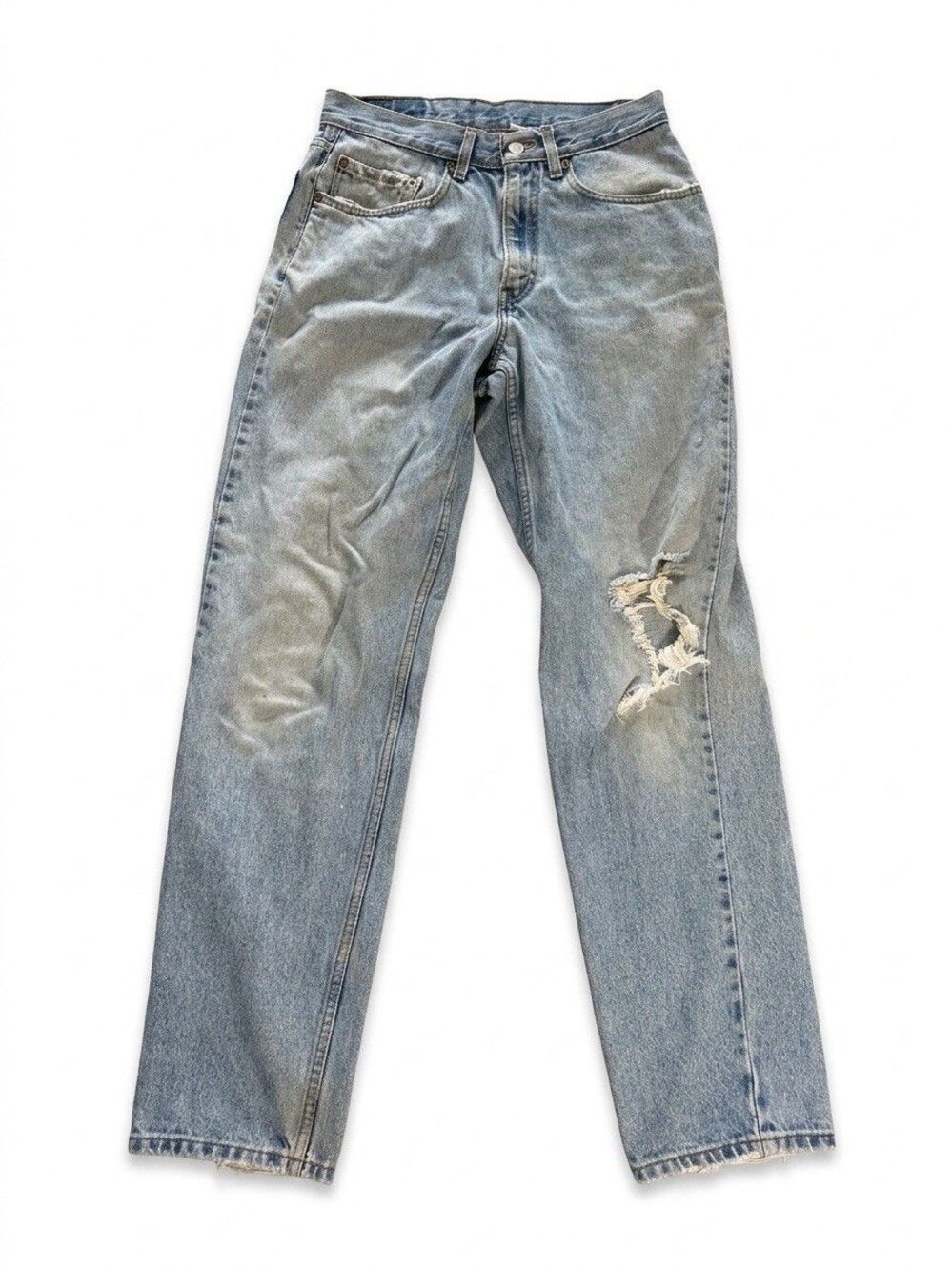 Vintage Levis 550 Jeans Mens 31x32 Relaxed Fit Light Wash Distressed Thrashed